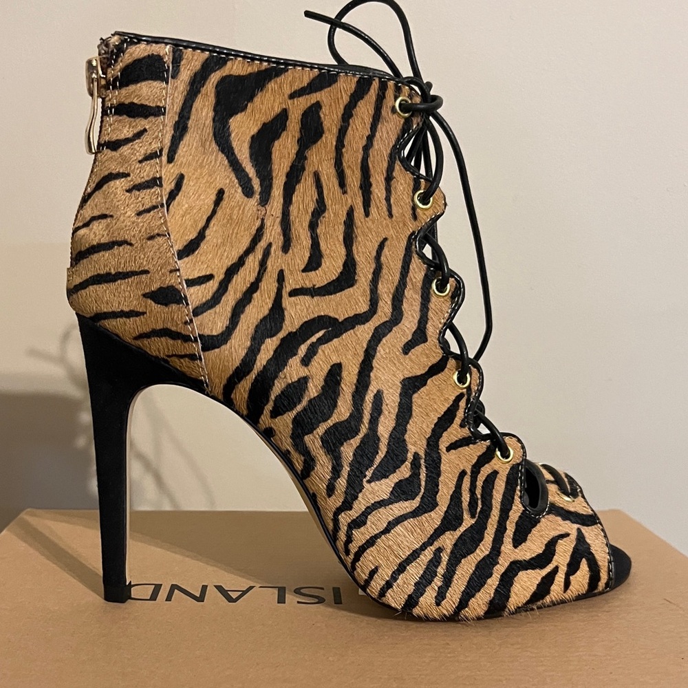 River Island Lace Up Leopard Bootie